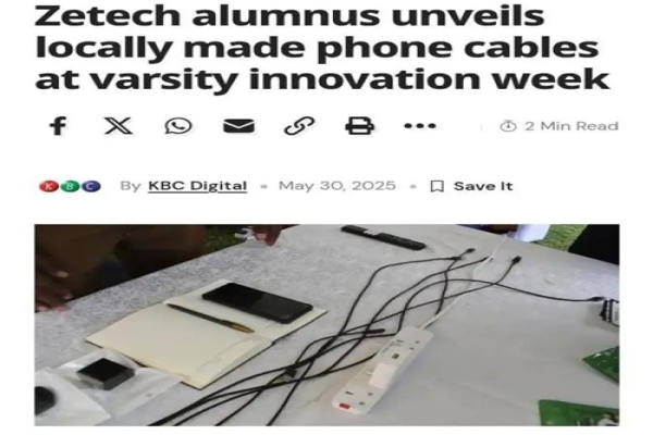 ZETECH UNIVERSITY ALUMNUS UNVEILS LOCALLY MADE PHONE CABLES AT VARSITY INNOVATION WEEK
