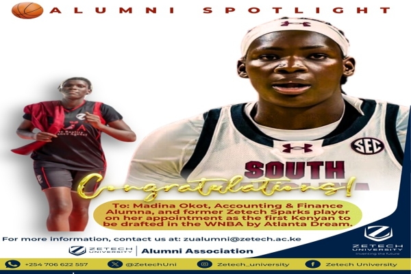 History Made! Zetech University Alumna Secures a Spot at Atlanta Dream in the Women’s National Basketball Association (WNBA)